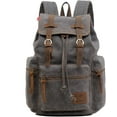 thumbnail image 1 of SURJDE Canvas Backpack Vintage Leather Large Laptop Rucksack Bookbag Satchel Hiking Bag, 1 of 7