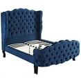 thumbnail image 3 of Hawthorne Collections Tufted Wingback Velvet Queen Platform Bed in Navy, 3 of 5