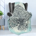 thumbnail image 4 of Tree Soft Flannel Fleece Throw Blanket, Chinese Bonsai Tree of Life Art Print Boho Creative Illustration Mother Nature, Cozy Plush for Indoor and Outdoor Use, 70" x 90", Beige Turquoise, by Ambesonne, 4 of 5