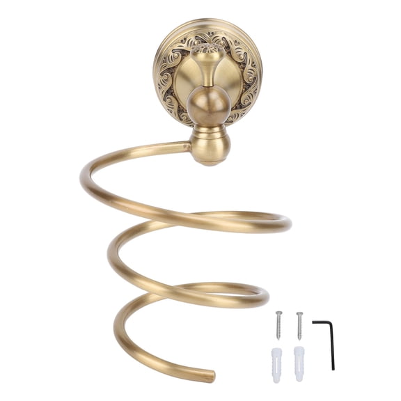 BIMZUC Antique Copper Hair Dryer Wall Mount Holder – Vintage Spiral Rack, Space‑Saving, Rust‑Proof Design