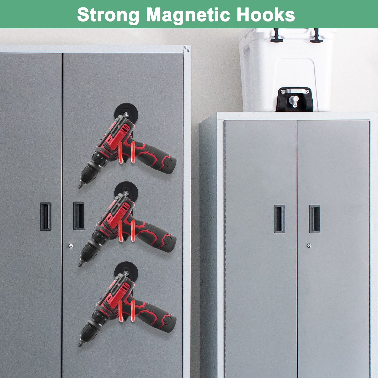 Uxcell 2-Pack Strong Garage Magnetic Hooks, Large Magnetic Cable Holder with Anti-Slip Coating [Orange]