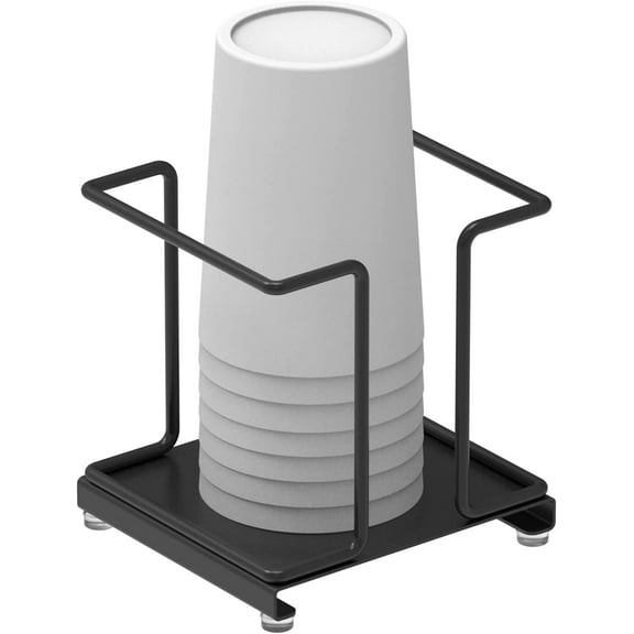 DODAMOUR Metal Cup Dispenser, Disposable Paper Cup Holder, Countertop Cup Storage Organizer for Home Office (Black)