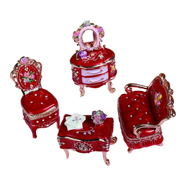 Joya de muebles Joyero de joyero Caja de baratijas de esmalte escultura de la caja de almacenamiento hechas a mano de almacenamiento a mano para el regalo de las mujeres para mujeres Rojo