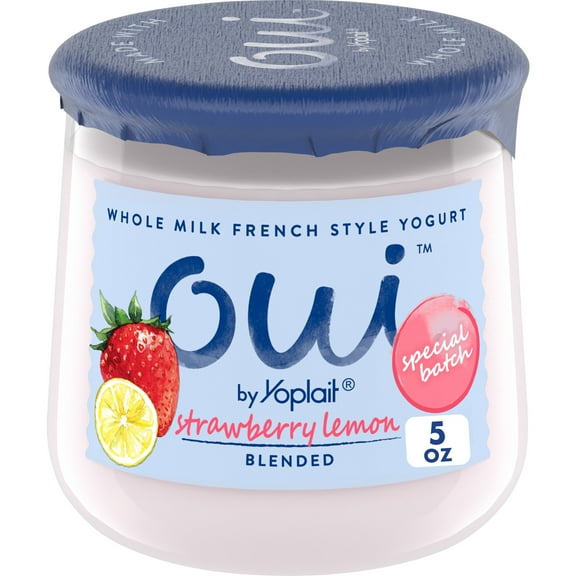 Oui by Yoplait Whole Milk French Style Yogurt, Strawberry Lemon, Special Batch, 5 oz Jar