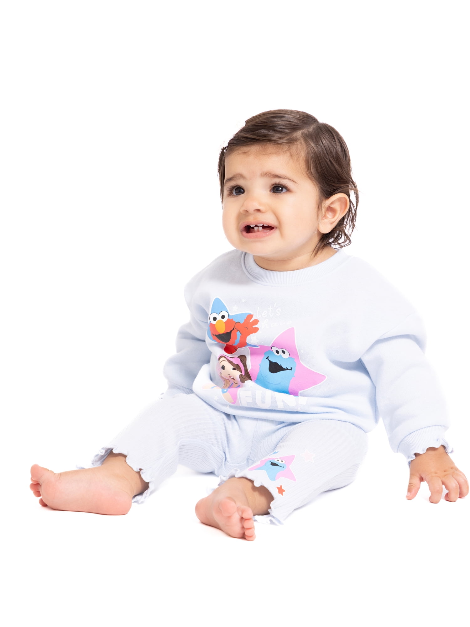 Ms. Rachel x Sesame Street Baby Girls Graphic Sweatshirt and Leggings Set, 2-Piece, Sizes 0/3M-24M