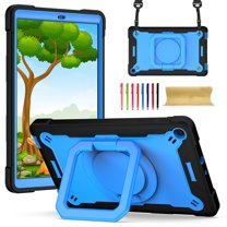Kids Case for Samsung Galaxy Tab A 10.1 inch 2019 Tablet, Dteck 360 Degree Swivel Handle Grip Stand Heavy Duty Rugged Shockproof Case with Carrying Shoulder Strap for Samsung SM-T510/T515,Black/Blue