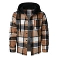 thumbnail image 3 of Thousandth Men's Hooded Plaid Flannel Shacket Trendy Long Sleeve Button Down Coats Casual Loose Fit Shirt Jacket for Fall Daily Wear, 3 of 8