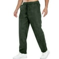 thumbnail image 2 of Zylanna Men's Casual Pants, Elastic Waist with Drawstring Loose Pockets Straight Leg Pants for Men Green, 2 of 6