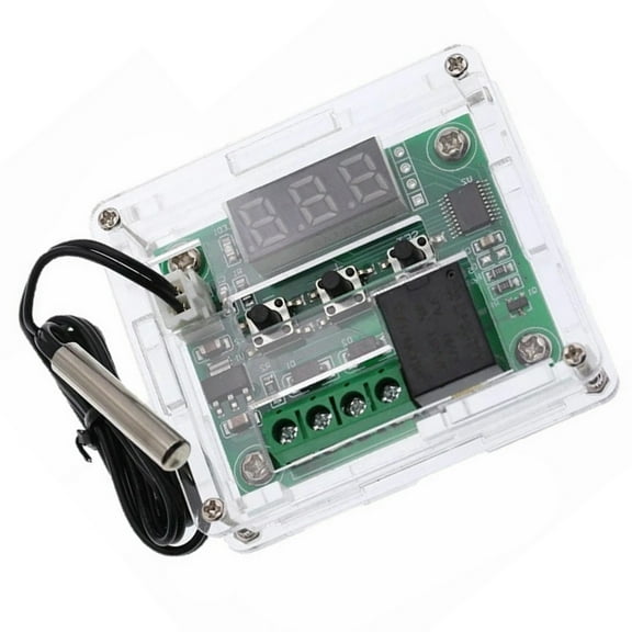 W1209 Temperature Control Switch With Acrylic Housing 3 Digit Display Onboard Led And High Precision Temperature Sensor