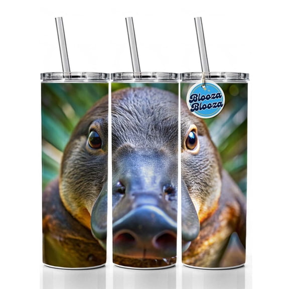Platypus Face 20oz Insulated Water Bottle Skinny Tumbler Includes Straw