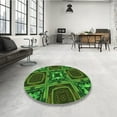 thumbnail image 4 of Ahgly Company Machine Washable Indoor Round Transitional Dark Forest Green Area Rugs, 6' Round, 4 of 7