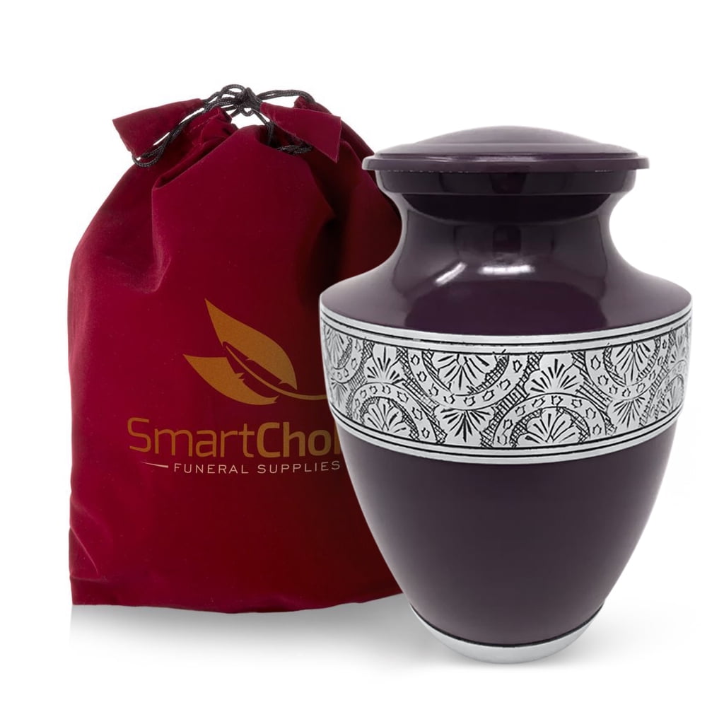 SmartChoice Elegant Glossy Purple Cremation Urn for Human Ashes