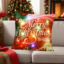 Japceit Holiday LED Cushion, Christmas Theme Pillow with Soft Lighting Effects, Festive Decor for Living Room, Bedroom Seasonal Display