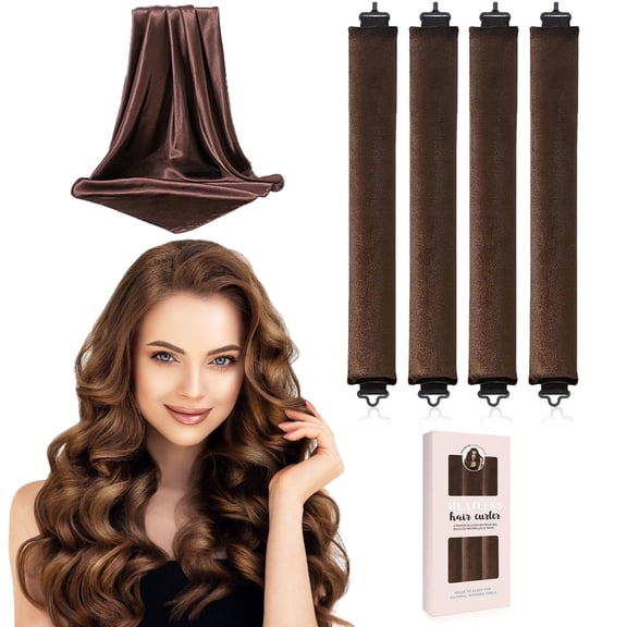 GIRACOA Heatless Curls Overnight Hair Curler - 4 Pcs Curling Rod to Sleep In, Velvet Hair Rollers with Satin Hair Scarf