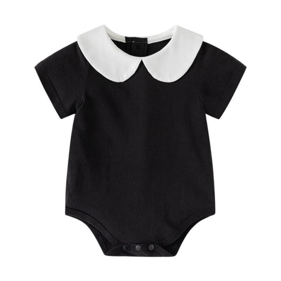 Agkizg Unisex Baby Collar Bodysuit, Short Sleeve Solid Knit Onesie, Minimal Classic Infant Summer Daily Outfit