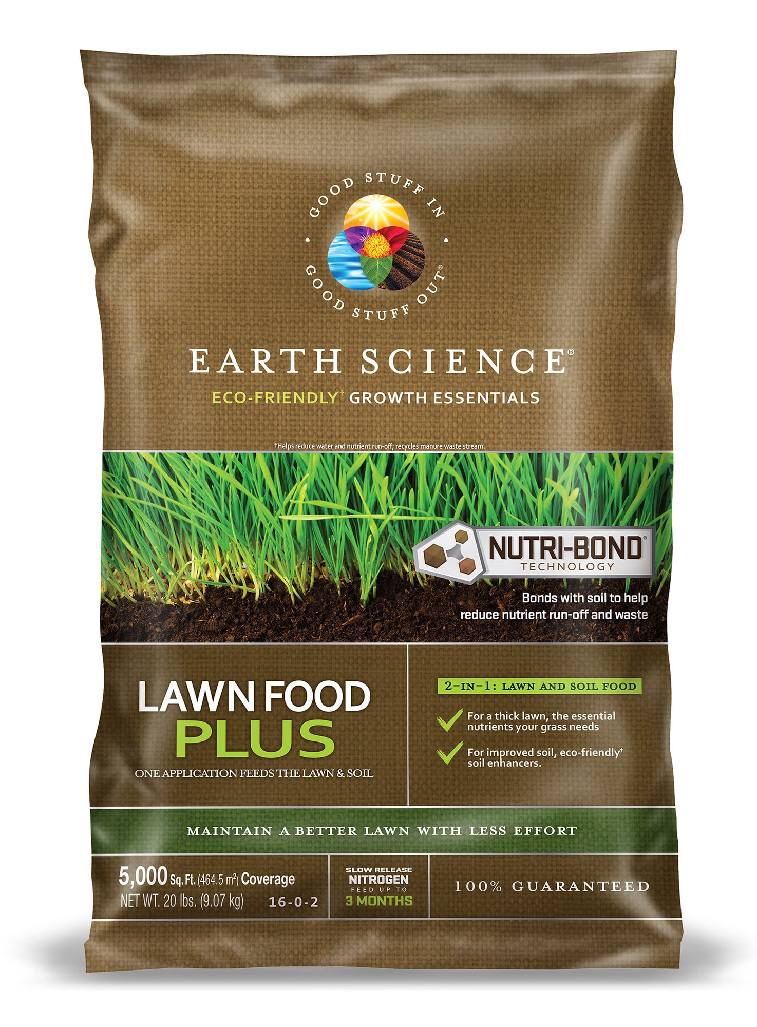 Earth Science Lawn Food Plus Natural Lawn Fertilizer 20 lb, 5,000 sq.ft. Coverage