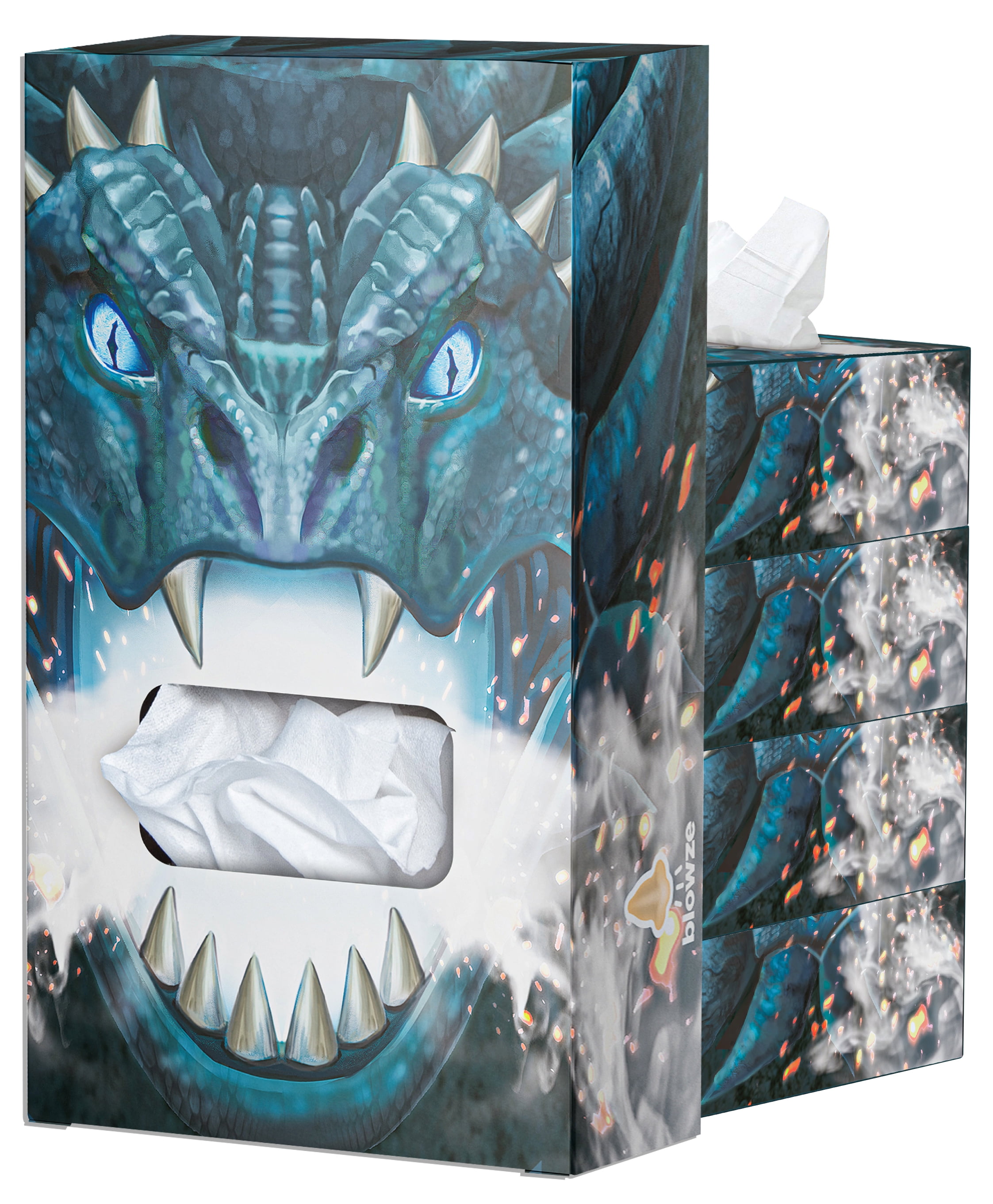 Blowze Tissues 5 Pack TissueBreathing Dragon Dual Ply Soft Facial Tissues Made in USA