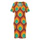 thumbnail image 4 of Vestido playero holgado con bolsillos, diseño geométrico degradado retro 824 para mujer, 4 of 7