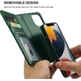 thumbnail image 4 of Funda tipo cartera desmontable para iPhone 13 Pro, con bloqueo RFID, ranuras para tarjetas, soporte de piel sintética premium, soporte magnético, correa de muñeca a prueba de golpes, funda protectora, 4 of 8
