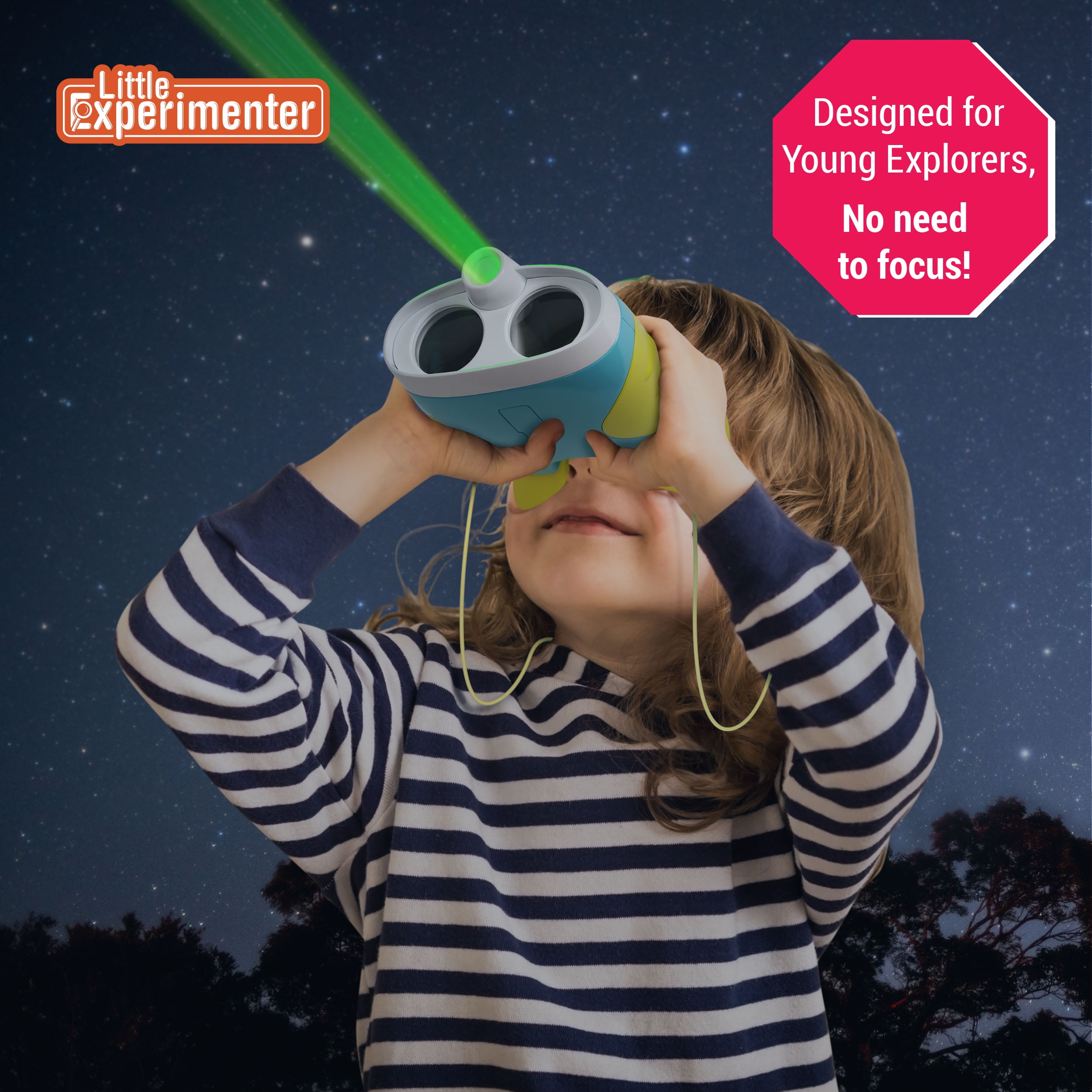 Little Experimenter Night Vision Binoculars for Kids with 2X Magnification and Soft Viewfinder