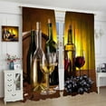 thumbnail image 4 of Rustic Red Wine Kitchen Curtains Retro Farmhouse Countryside Black Brown Fruit Bottle Curtains for Bedroom Living Room Cafe Romantic Women Drapes 2 Panels Set,Total Size 84 x 84 Inch, 4 of 6