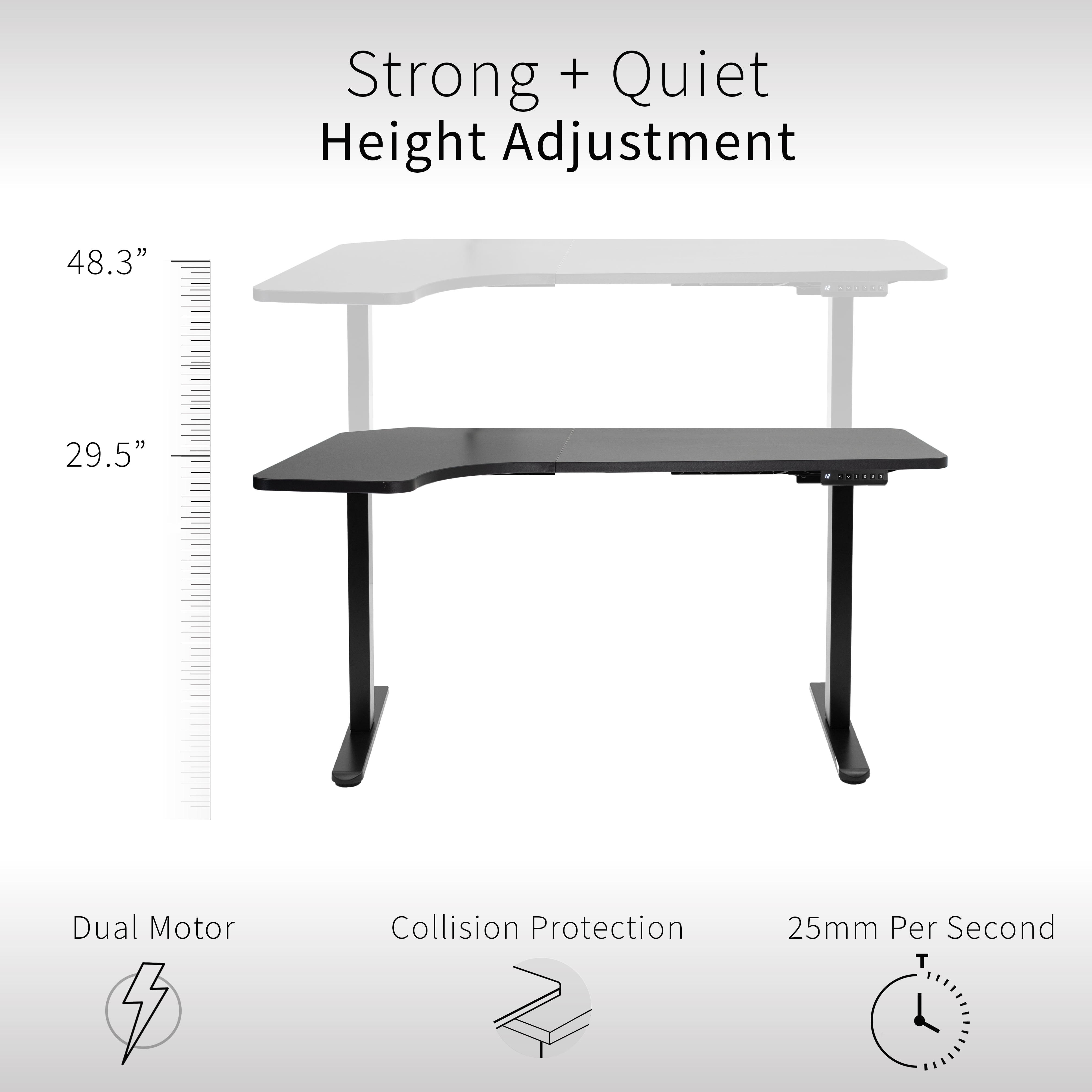 VIVO Electric 58" x 35" Dual Motor Standing Corner Desk, Black Top, Black Frame