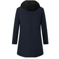 thumbnail image 4 of miqiqism Men's Winter Pea Coat Casual Trench Coat Single Breasted Jacket Trendy Full Zipped Pea Coat Fashion Drawstring Hooded with Pockets,Navy,XX-Large, 4 of 5