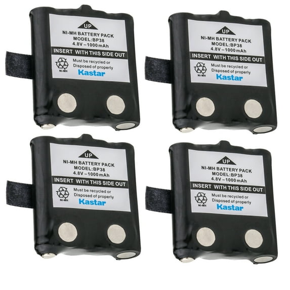Kastar 4-Pack Ni-MH 4.8V 1000mAh Two-Way Radio Battery Replacement for Uniden BP38, BP-38, BP39, BP-39, BP40, BP-40, Uniden BT537, BT1013, BT-537, BT-1013, FPB9404, GMR635, GMR635-2CK, GMR638, GMR645