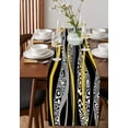thumbnail image 4 of Table Runner Dresser Scarves 70 Inch Long, Yellow and Black Geometric Stripe Linen Dining Table Runners Abstract Swirling Zebra Skin Tabletop Scarf for Wedding Holiday Party Kitchen, 4 of 7