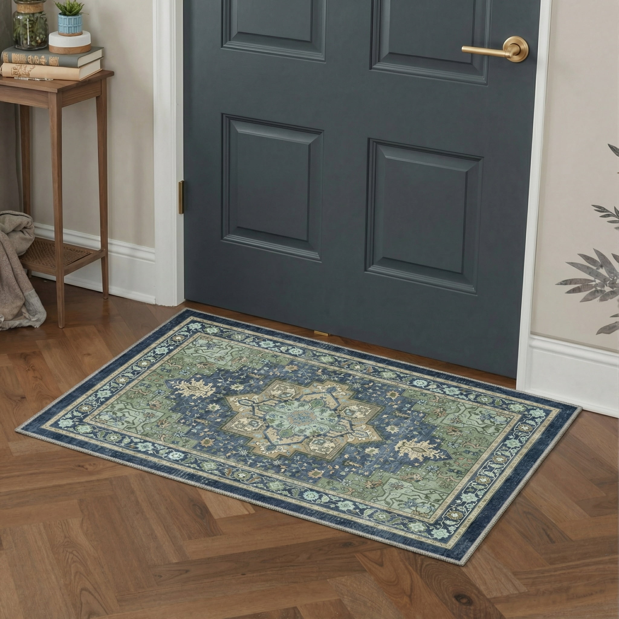 KUETH Modern 8x10 Area Rugs for Living Room, Non Slip Machine Washable Retro Rugs, Low Pile Chenille Print Rug for Bedroom, Dining Room, Home Office