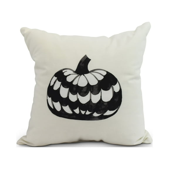Simply Daisy, 20" x 20" pumpkin Single Cream Halloween Print Decorative Throw Pillow