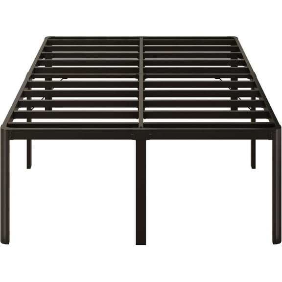 24 Inch High Queen Bed Frame Rounded Corner No Box Spring Needed, Heavy Duty Metal Queen Size Platform Bed Frame, Easy Assembly, Noise Free, Black