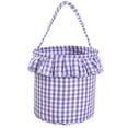 thumbnail image 2 of Trick Or Treat Bucket, Purple Gingham Ruffled Edge Style, Friendly Kids Halloween Bucket for Candy Collection, Fabric Storage Basket for Household Organization, Perfect Holiday, 2 of 9