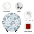 thumbnail image 4 of Wukai Retro ice blue snowflakes Print Decorative Plate for Display,Bone China Decorative Plate, Ceramic Dinner Plate with Stand, Vertical Ceramic Plate-8in, 4 of 6