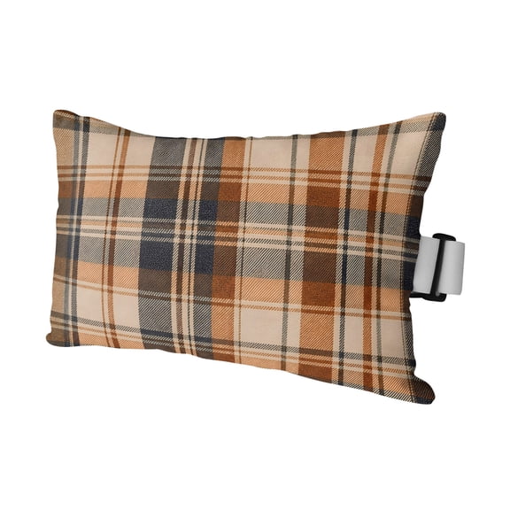 Orange Blue Checkered Outdoor Pillows for Chaise Lounge Chair Waterproof Lumbar Pillows with Insert&Adjustable Elastic Strap Beach Headrest Pillow Fall Farmhouse Buffalo Plaid Pool Pillow 11"x16"
