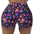 thumbnail image 2 of Rateoe Skull rainbow star mushroom Printed Power Workout Shorts for Women Tummy Control Squat Proof Ribbed Thick Seamless Scrunch Active Short-Large, 2 of 8