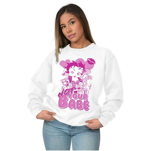 Betty Boop Not Your Babe Biker Women Crewneck Sweatshirt Brisco Brands S