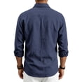 thumbnail image 5 of Havenx Men's Linen Shirts Long Sleeve Button Down Dress Shirt with Pocket Collared Shirt Casual Business Work Office Classic Tops,Navy 3XL, 5 of 5