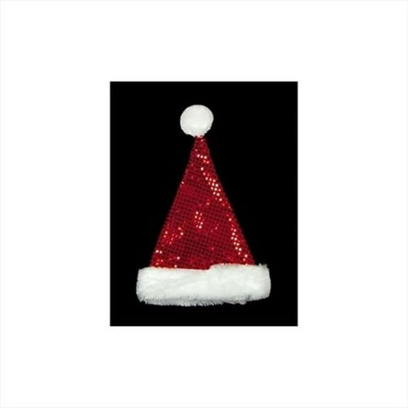 19 in. Sparkling Red And White Metallic Sequin Glitter Christmas Santa Hat - Adult Size