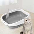 thumbnail image 6 of Cat Open Top Pet Litter Tray Cat Sand Box Container Semi Enclosed with High Side Durable Kitty Litter Pan Potty Toilet for Rabbit Gray S 42x29x14cm, 6 of 7