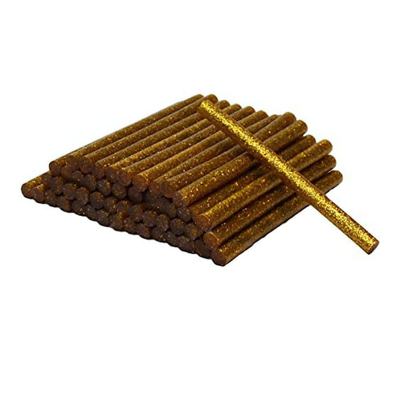 Gold Glitter Mini Hot Glue Sticks 40-Piece | Strong Adhesion for DIY & Crafts | 0.29" x 4"