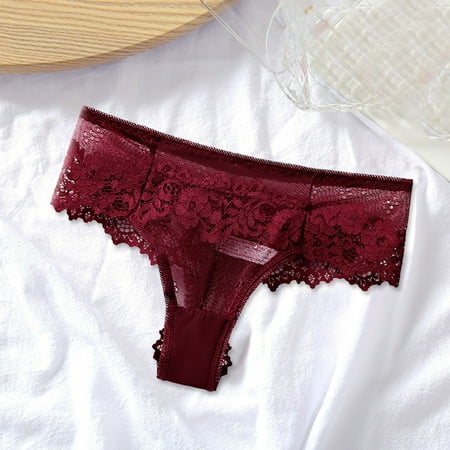 DondPO Womens Underwear Panties for Women Womens Sexy Thong Lace Panties Breathable Thong Panties Seamless Underwear Lingerie for Women Cotton Underwear Red S