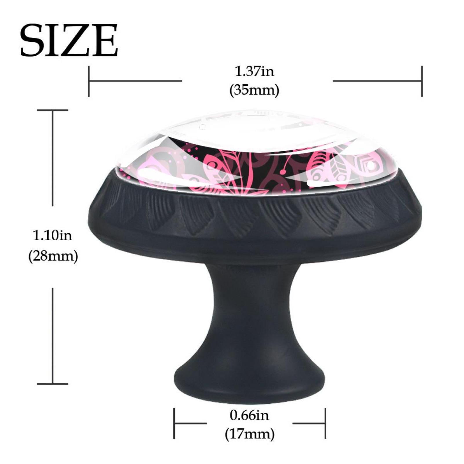 4 Pcs Rose Pink Butterflies Dark Knobs for Kitchen Cabinet Cupboard Dresser Bookcase Drawer Pulls Handles Round Home Decor