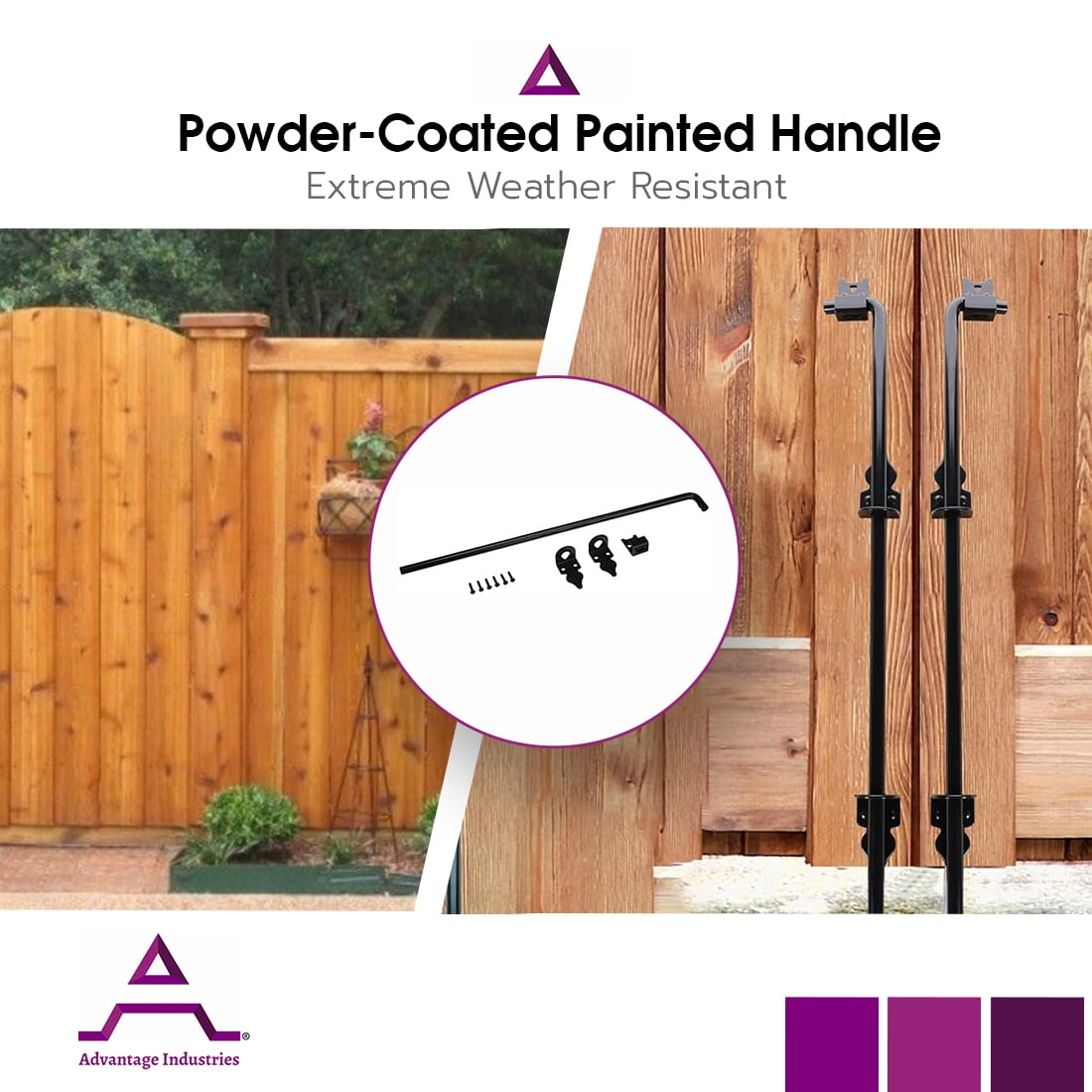 Advantage Industries 42" Heavy Duty Cane Bolt | Gate Ground Latch Drop Rod | Pad-Lockable | Zinc Plated Steel | Industrial Grade Drop Rod for Wood Fence | Hardware & Fasteners Included - Black