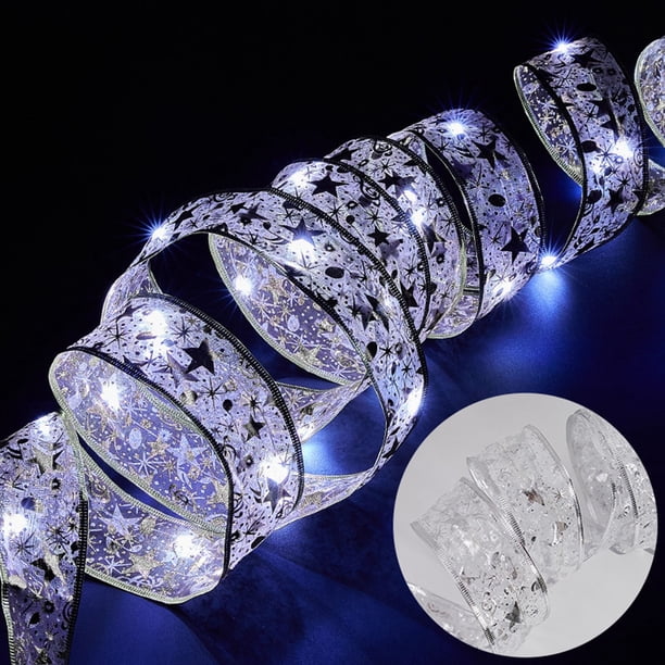 Uuiauoio Christmas Ribbon Light String 216.54 in with Gold Stamping Double Layer Design, LED Lights for Tree Decorations, Indoor Outdoor Holiday Party Wedding Decorative Pendants Festive Atmosphere