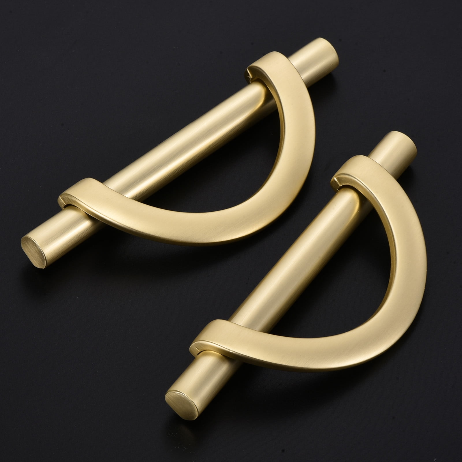 6 Pack Kitchen Cabinet Handles, Brushed Gold Cabinet Pulls 3.75 Inch(96MM) Hole Centers