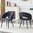 thumbnail image 3 of LUFTUT Velvet Bubble Back Dining Chairs Set of 2, Modern Gray Upholstered Accent Chairs, Black Metal Legs, Stylish Vanity & Kitchen Furniture, 3 of 7
