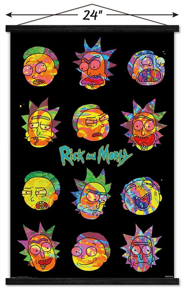 Rick And Morty - Vaporwave Wall Poster with Magnetic Frame, 22.375" x 34"