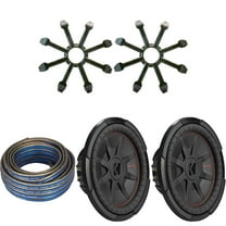 Kicker (2) 48CWRT124 CompRT 12" Subwoofer, DVC, 4-ohm w/ Speaker Wire, Grill Bundle