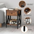 thumbnail image 3 of HomGarden Set of 2 Narrow End Table Industrial Sofa Side Table W/ Drawer, Retro Brown Finish, 3 of 11